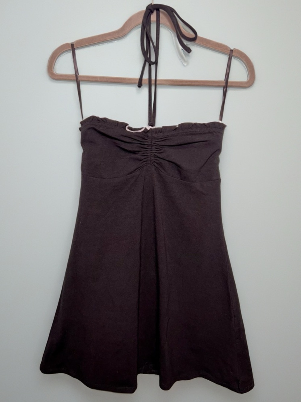 Forever 21 Black Ruched Halter Mini Dress NWT